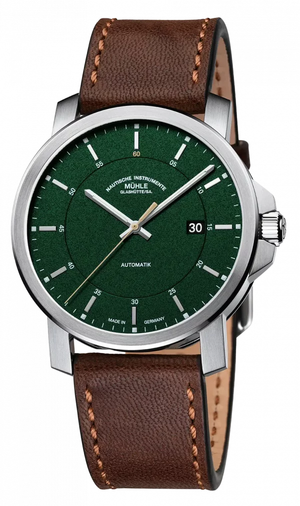 29 casual green face with leather strap.