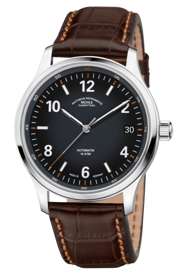 LUNOVA DATE luxury wristwatch with brown leather band.